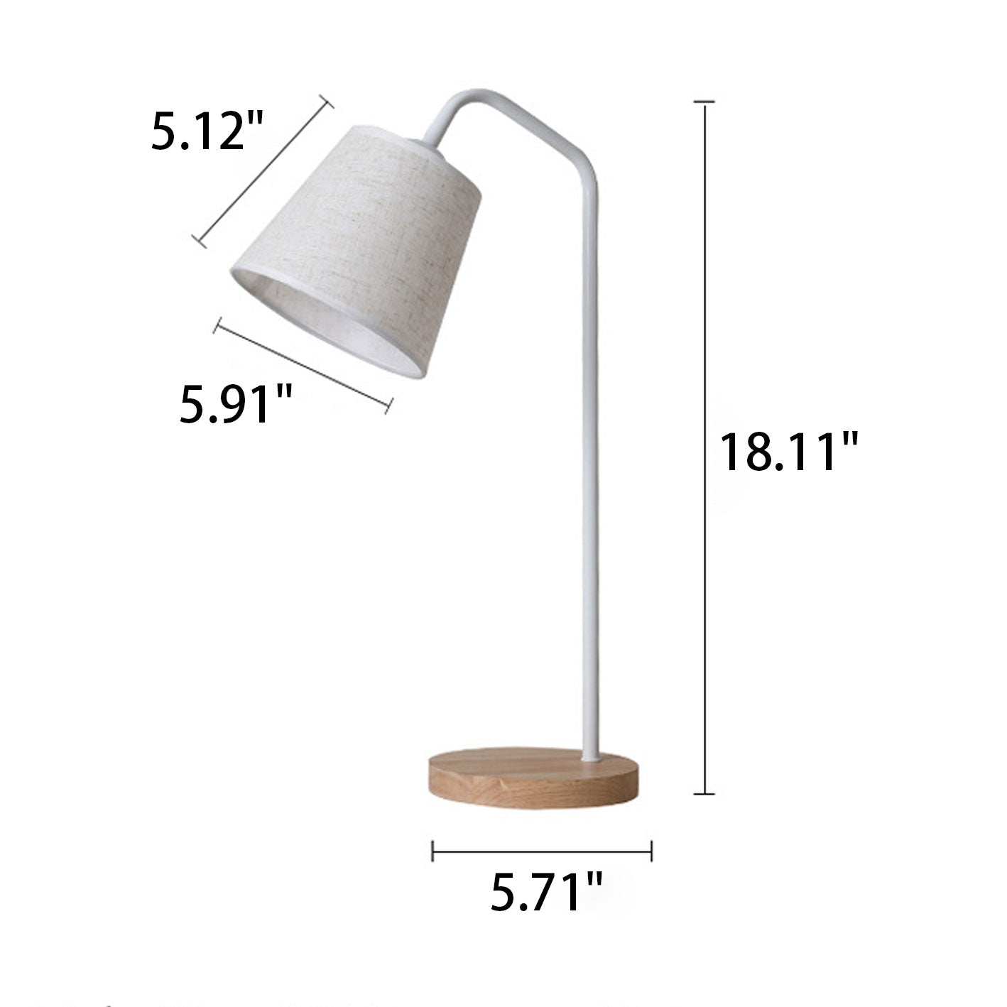 Nordic Minimalist Cone Linen Shade Wood Base 1-Light Table Lamp | Modern Scandinavian Lighting | Decorative Desk Lamp for Living Room, Bedroom, Office | Stylish Home Decor Accent | Warm White Light Fixture