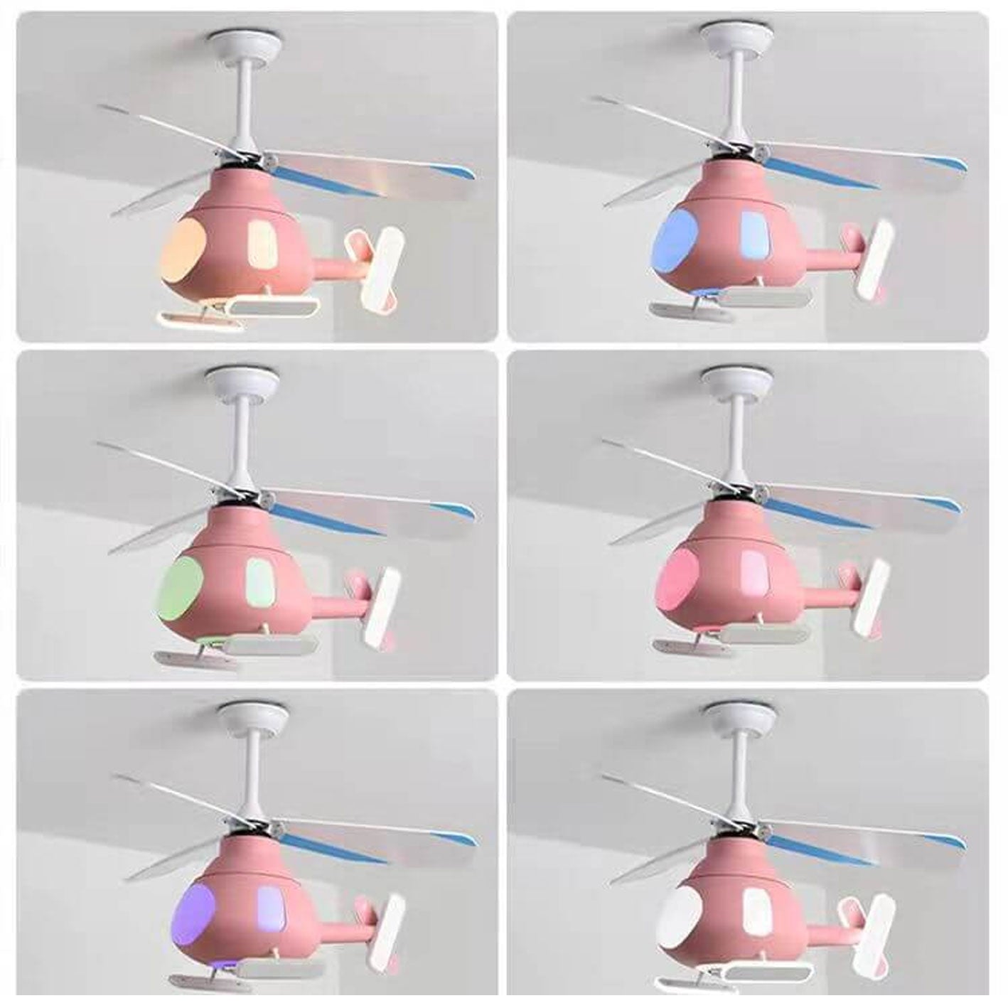 Cartoon Aircraft Ceiling Fan Light with LED Downrods - Unique Home Decor, Kids Room Lighting, Aviation Style Fans, Energy-Efficient Illumination