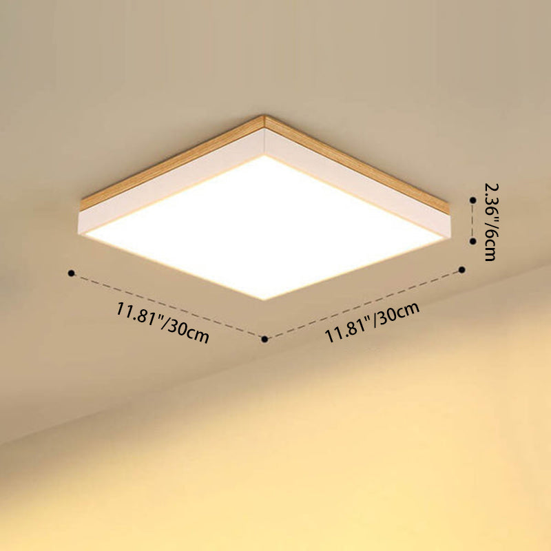 Modern Minimalist Solid Wood LED Flush Mount Light for Living Room