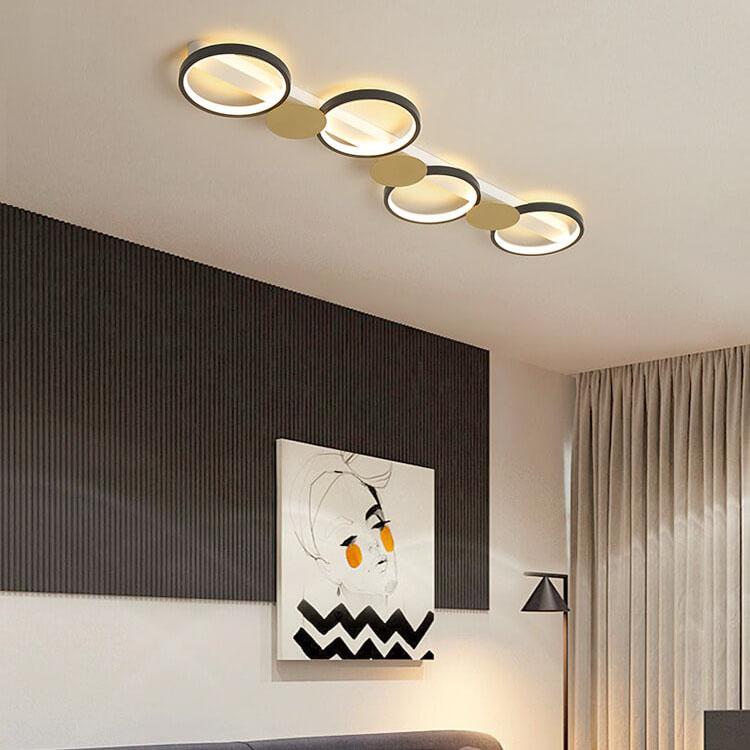 Modern Circle LED Flush Mount Track Light - 3/4/5 Light Fixture for Home, Office, and Retail Lighting