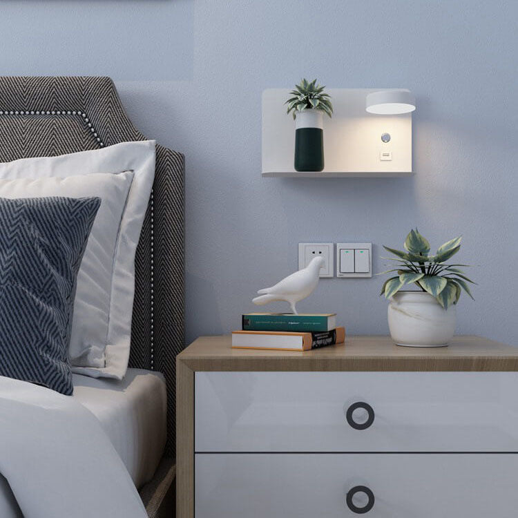 Modern Iron Square LED Wall Sconce - USB Rechargeable Lamp