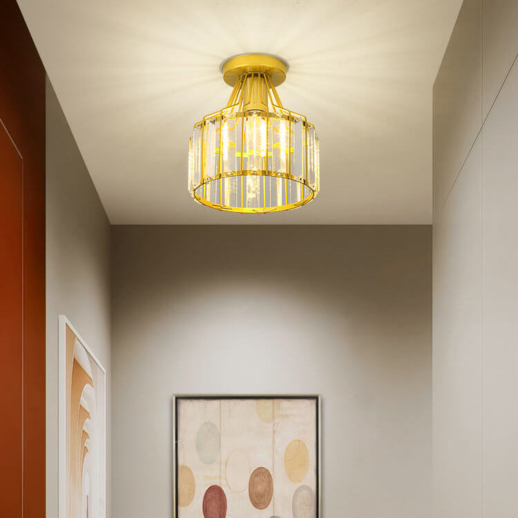 Modern Crystal Dome Semi-Flush Mount Ceiling Light - Elegant Home Lighting Fixture