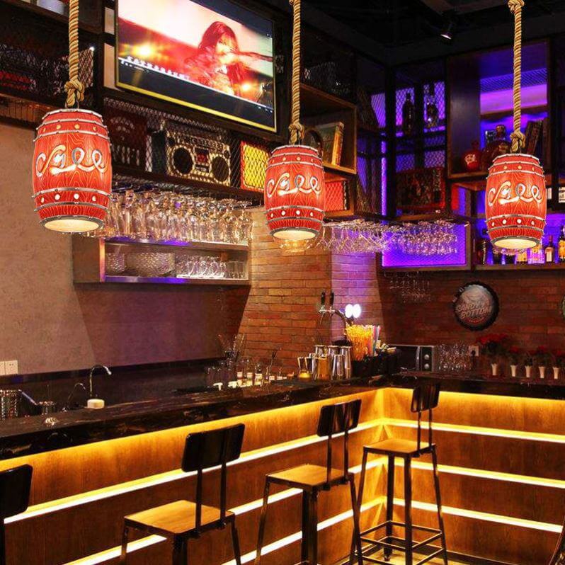 Vintage Wine Barrel Resin 1-Light Pendant Light Fixture