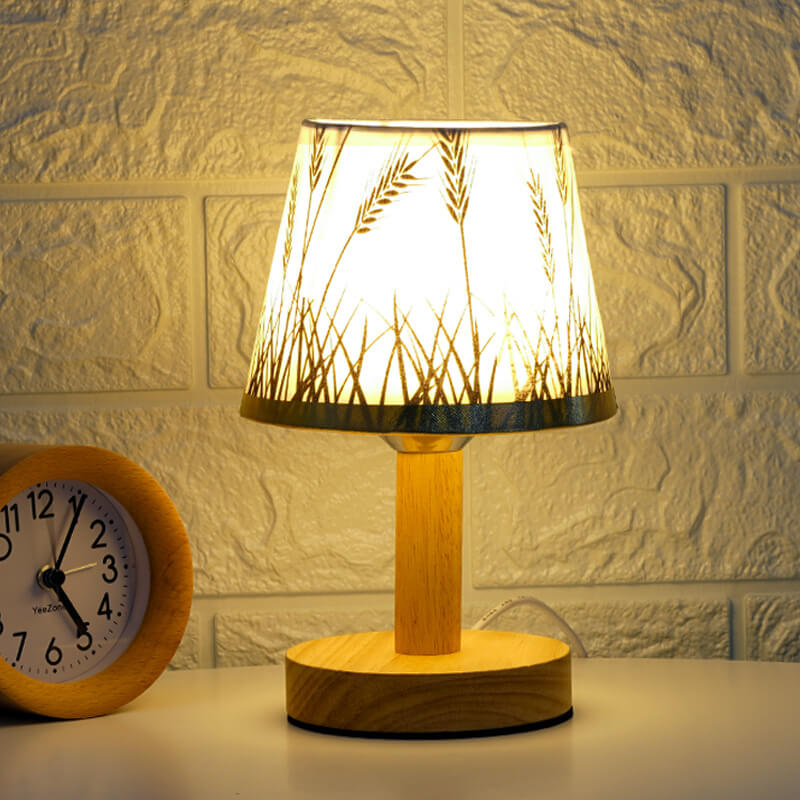 Vintage Linen Drum Shade LED Table Lamp - Home Lighting Accent