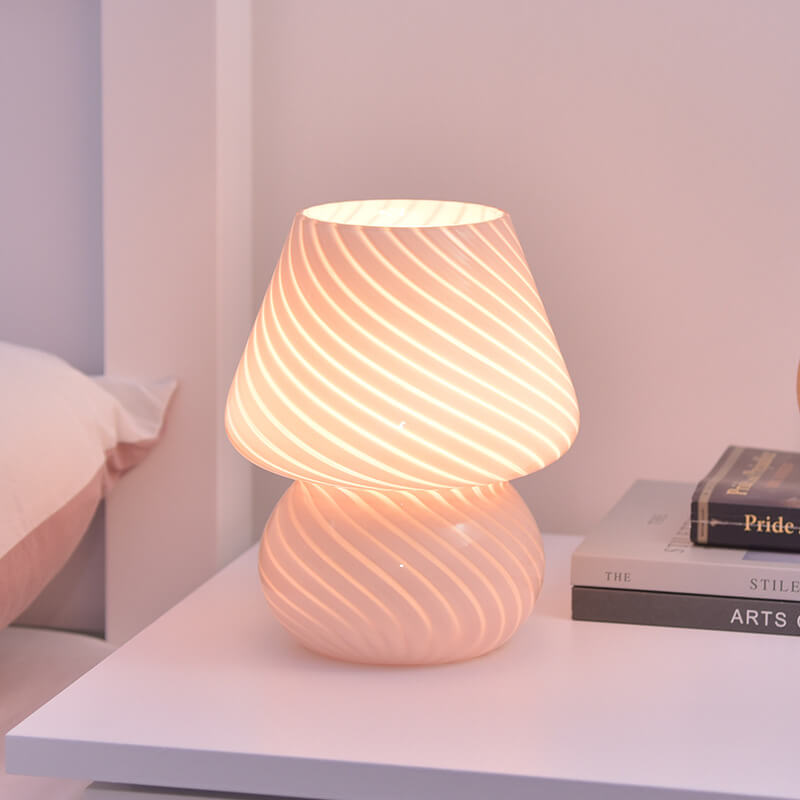 Retro Creative Glass Mushroom 1-Light LED Night Light Table Lamp, Vintage Home Decor, Stylish Bedroom Lighting, Decorative Nightlight for Nursery, Unique Gift Idea, USB Powered, Soft Glow, Functional Art Piece