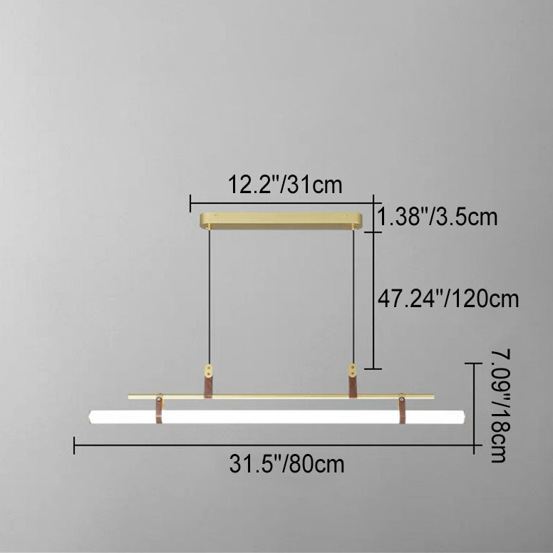 Modern Minimalist LED Island Light Chandelier - Iron, Acrylic & Faux Leather for Living & Dining Rooms