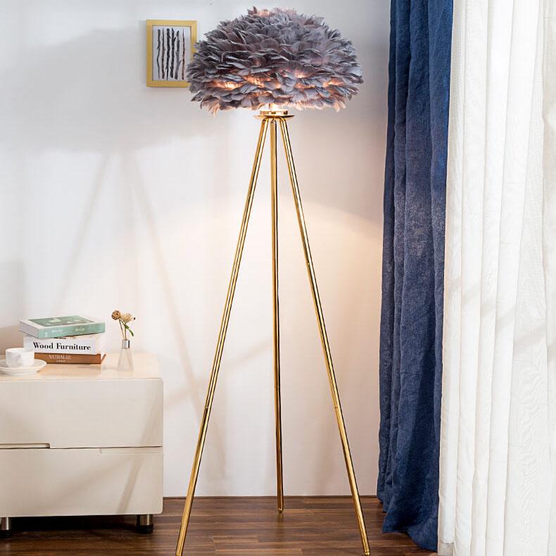 Modern Feather Globe Floor Lamp - Stylish Lighting for Home Decor