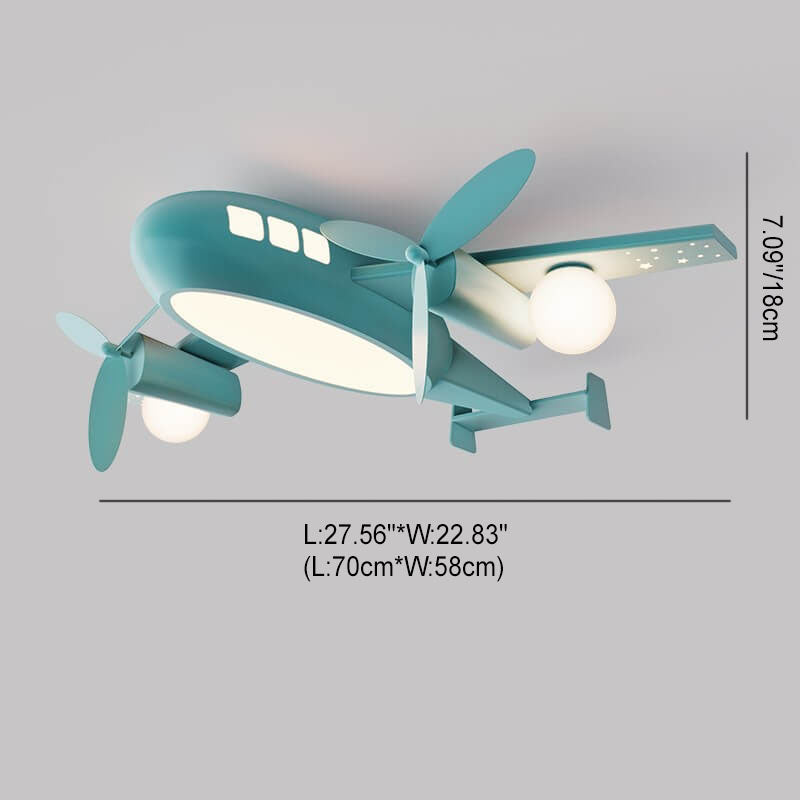 Nordic Kids Wrought Iron Airplane LED Ceiling Light