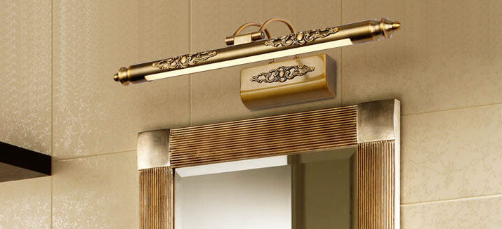 Retro European Carved 1-Light LED Bathroom Mirror Light Fixture
