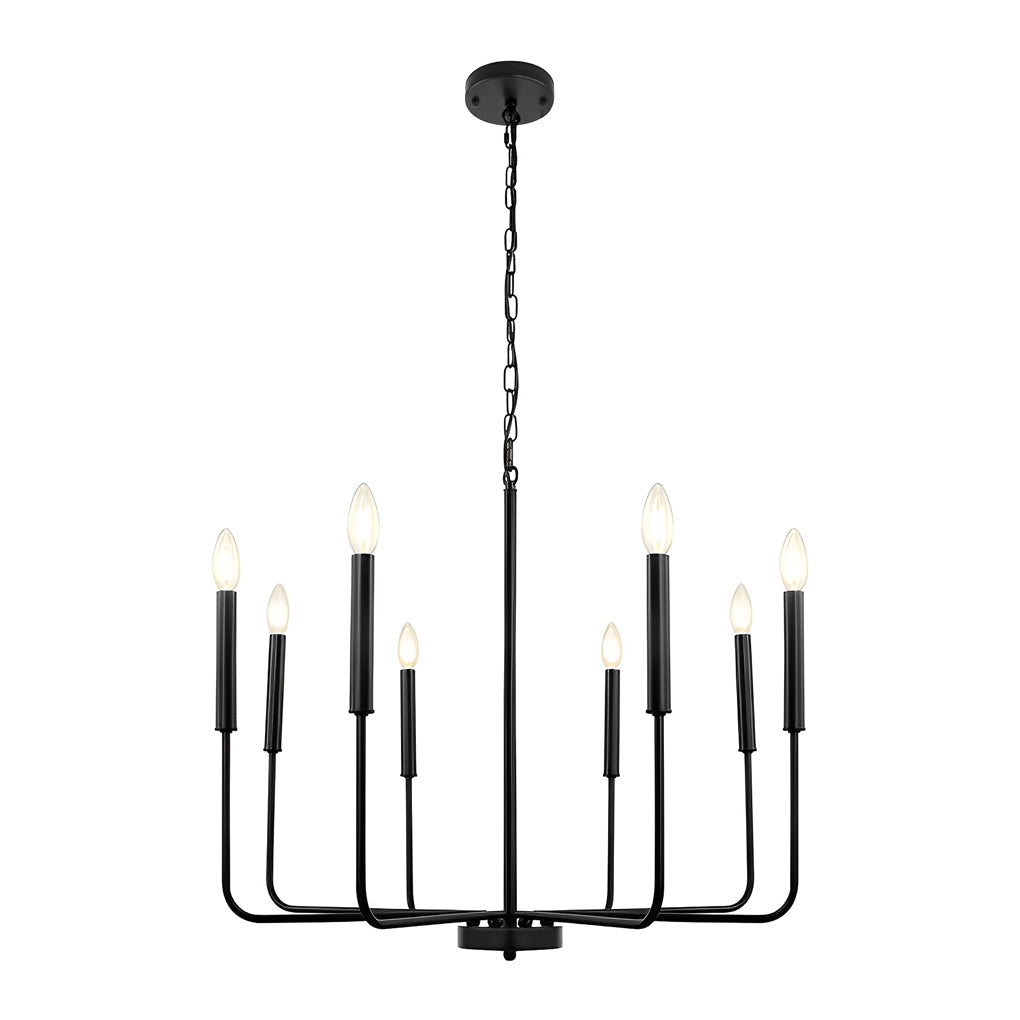8-Light Industrial Candlelight LED Chandelier - Three Step Dimming, Vintage Style, Modern Lighting Fixture