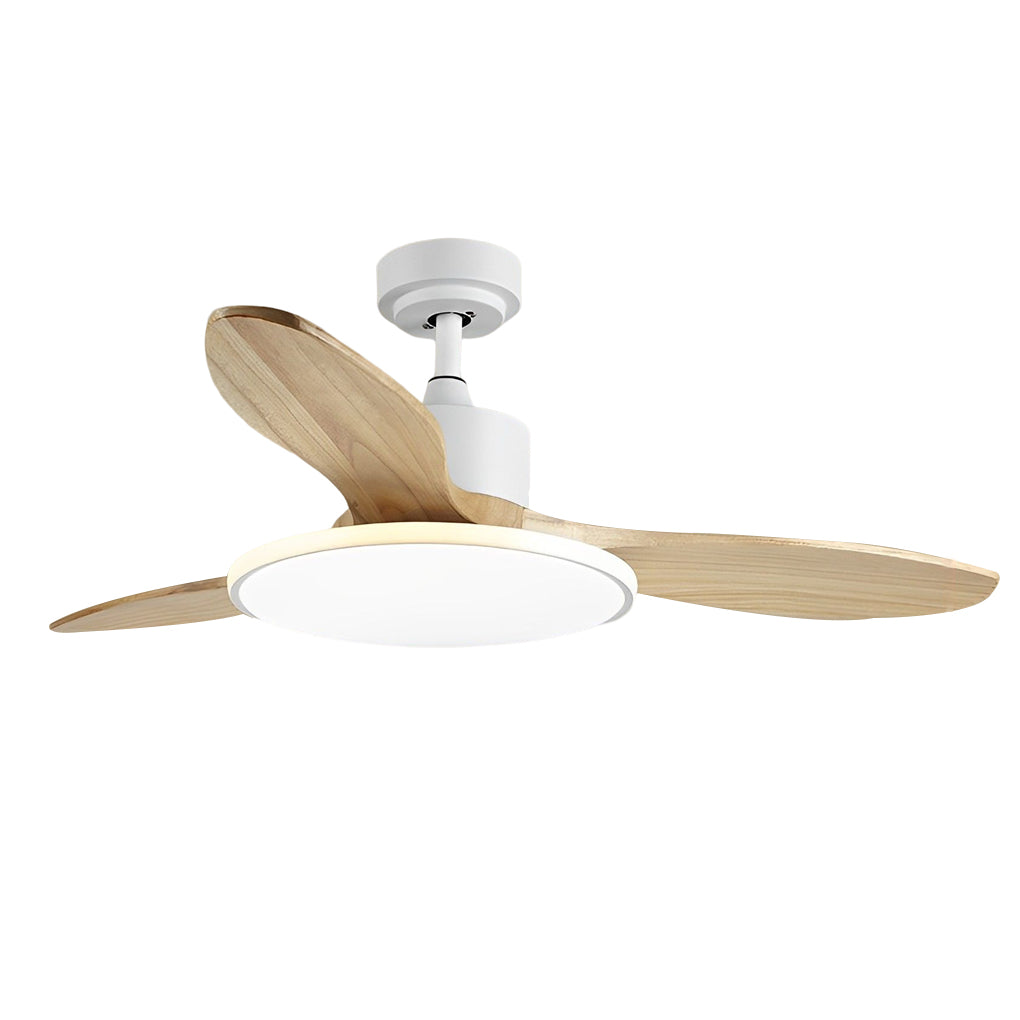 Wood Mute Dimmable LED Nordic Ceiling Fan Light with Remote Control