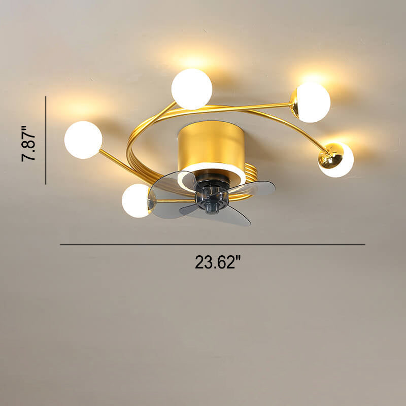 Nordic Light Luxury 5/7-Light LED Flush Mount Ceiling Fan
