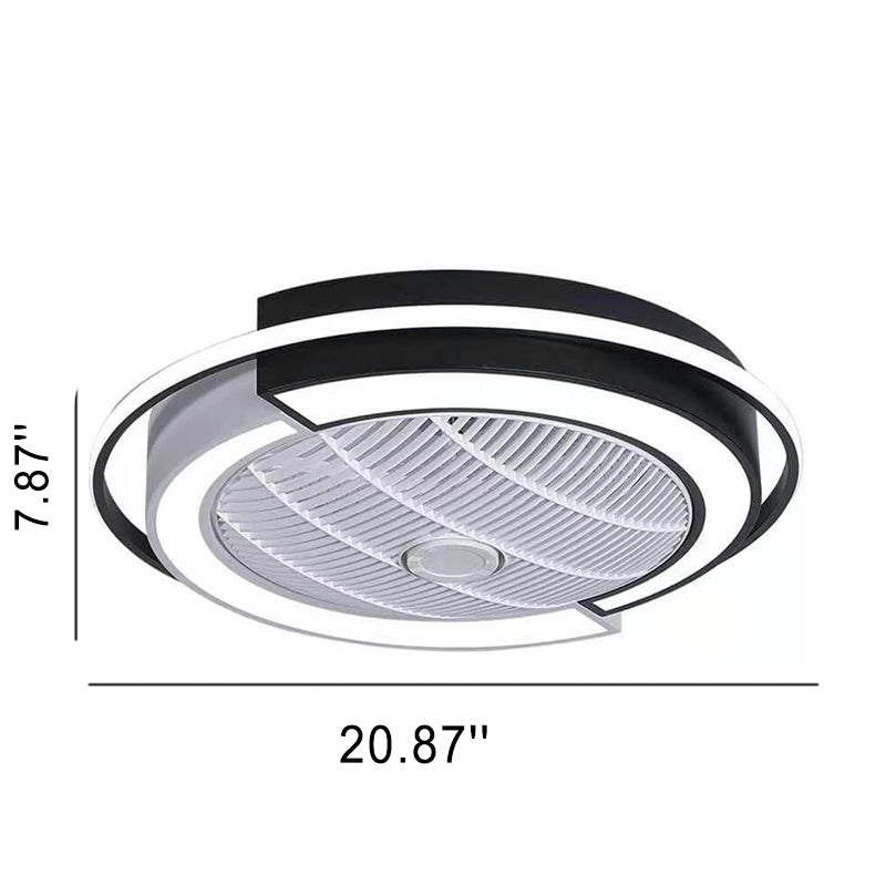 Modern Round LED Semi-Flush Mount Ceiling Fan Light