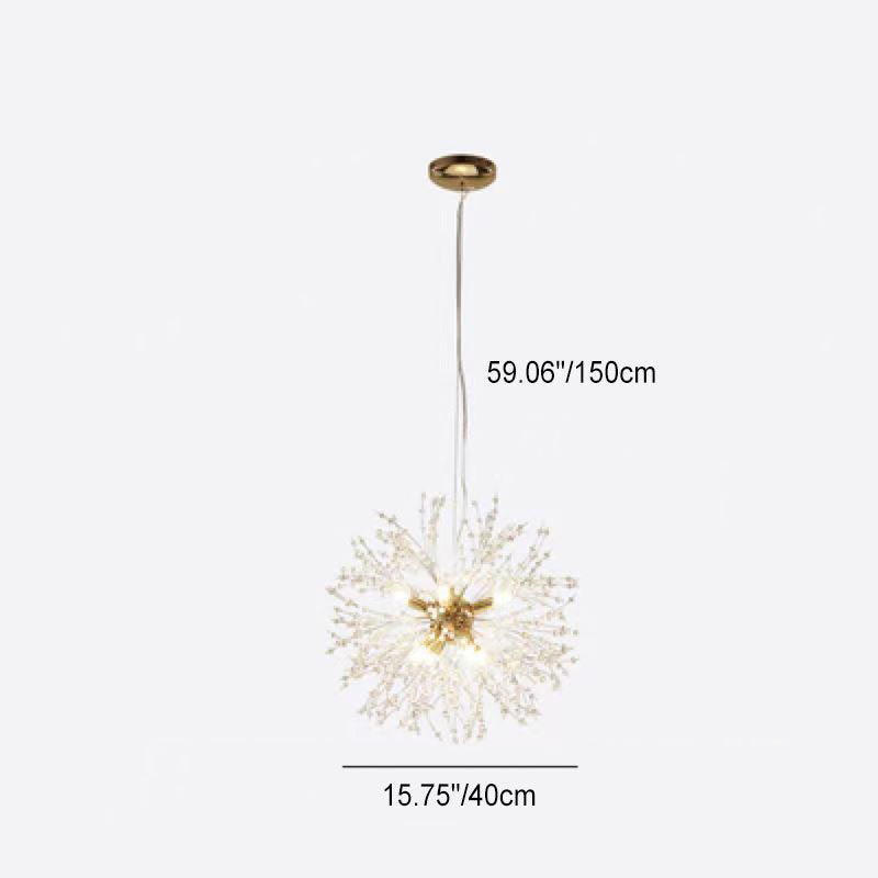 Contemporary Scandinavian Dandelion Crystal Chandelier - 8/9/12/16 Lights for Bedroom Elegance