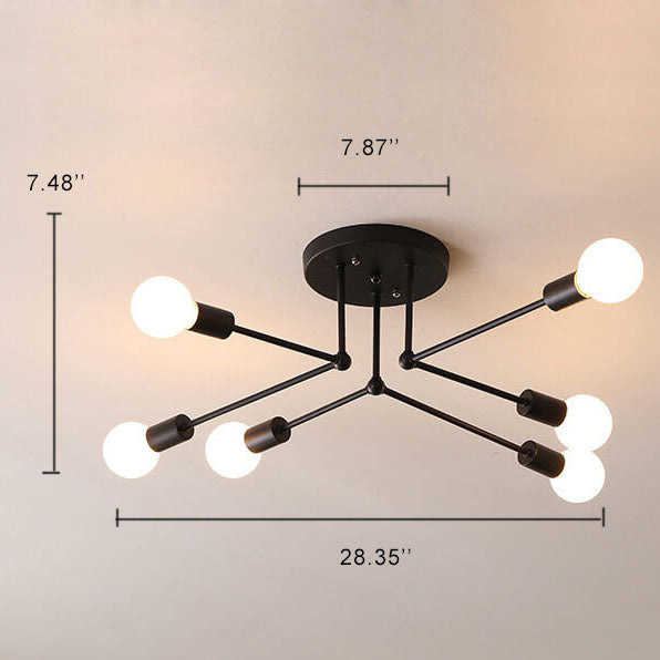 Industrial 6/8-Light Semi-Flush Mount Lighting Fixture