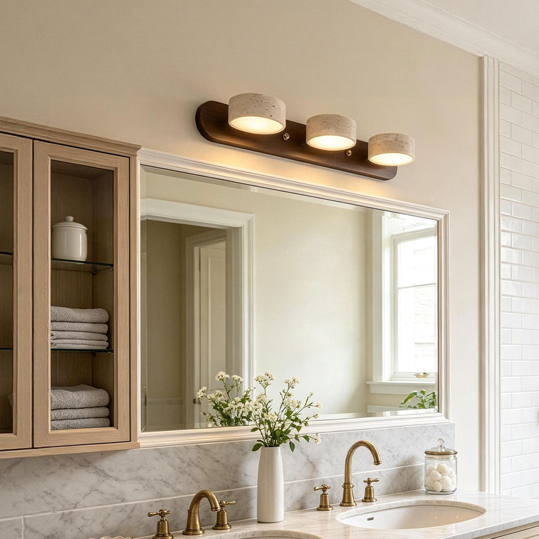 Vanity Bar Light Sconce Japanese Vintage Travertine LED Light, Wall Sconce Lighting, Bathroom Vanity Fixtures, Decorative LED Wall Lamp, Retro Japanese Home Decor, Rustic Travertine Lighting, Modern Vintage Wall Light, Energy Efficient LED Vanity Sconce,