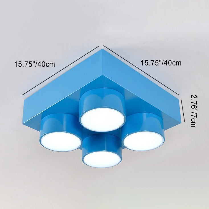 Contemporary Square Iron LED Flush Mount Ceiling Light for Bedroom