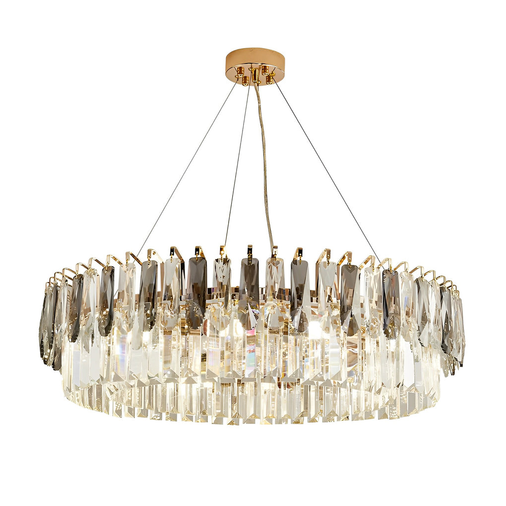 Double Layer Electroplated Metal Crystal Gold Chandelier Modern Lighting Decor