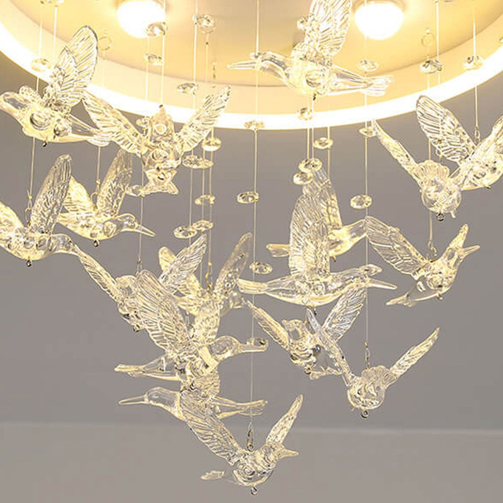 Modern Cartoon Round Bird LED Flush Mount Ceiling Light