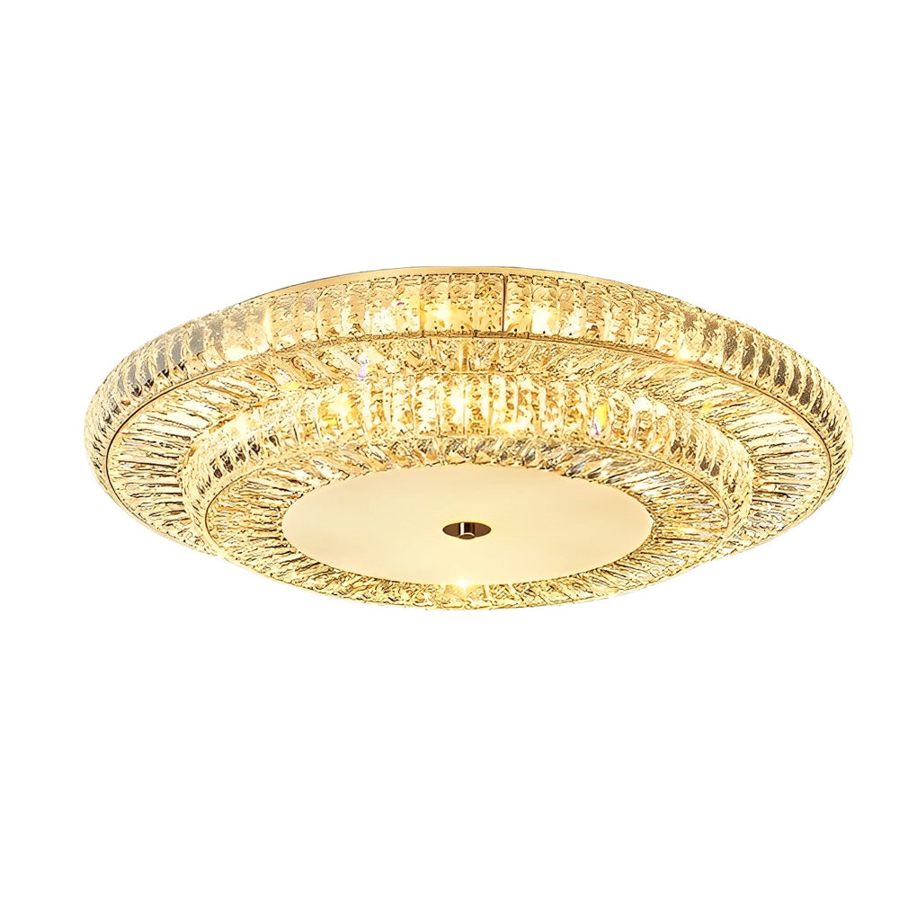 Round Crystal Dimmable Ceiling Light Fixture - Modern Luxury Design