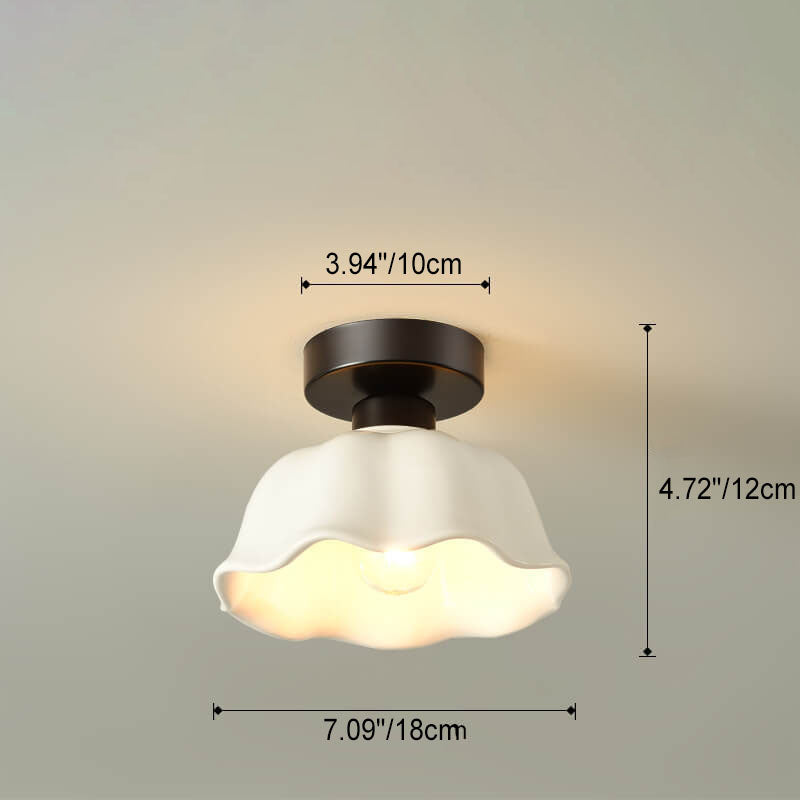 Scandinavian Modern Iron Glass Ceramic Flower Diamond Semi-Flush Mount Light