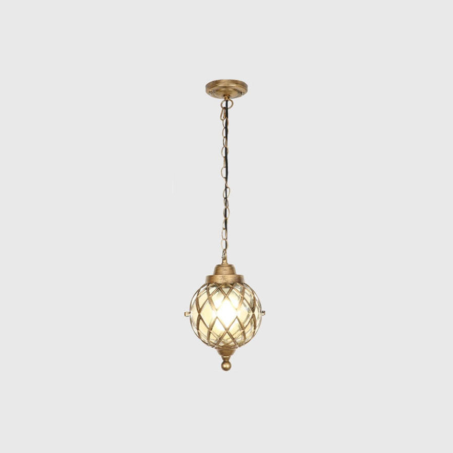 European Vintage Round Ball Die-Cast Aluminum Outdoor Waterproof Pendant Light 1-Light