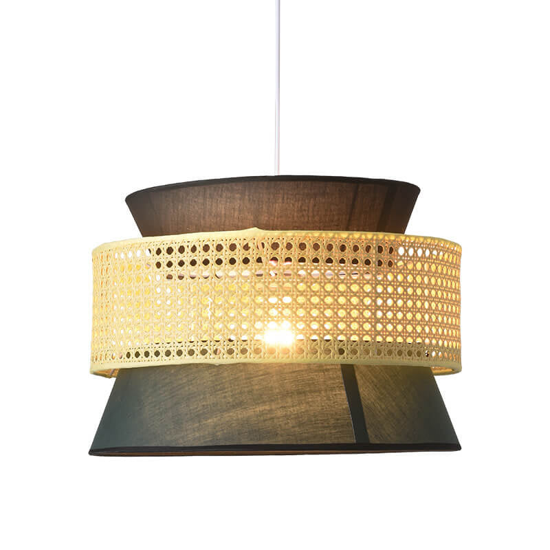 Modern Rattan Japanese Drum Pendant Light - 1-Light Fixture for Home Decor