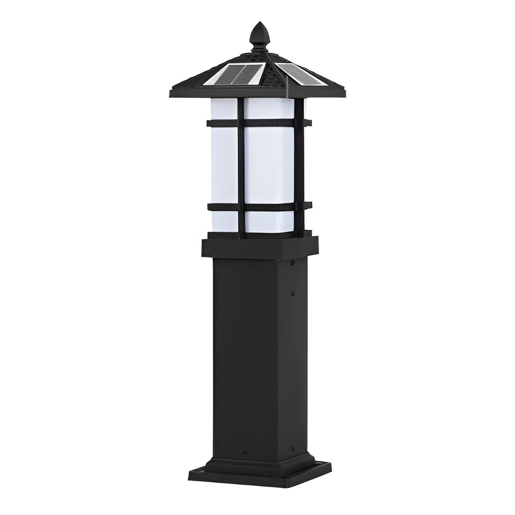 Solar LED Bollard Lights - Ancient Asian Style Top Waterproof Outdoor Lighting