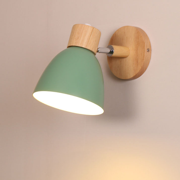 Modern Minimalist Macaron Iron Wood Wall Sconce Lamp - 1 Light Home Decor