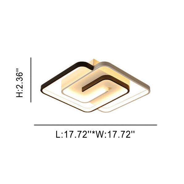 Modern Square Aluminum LED Semi-Flush Mount Ceiling Light