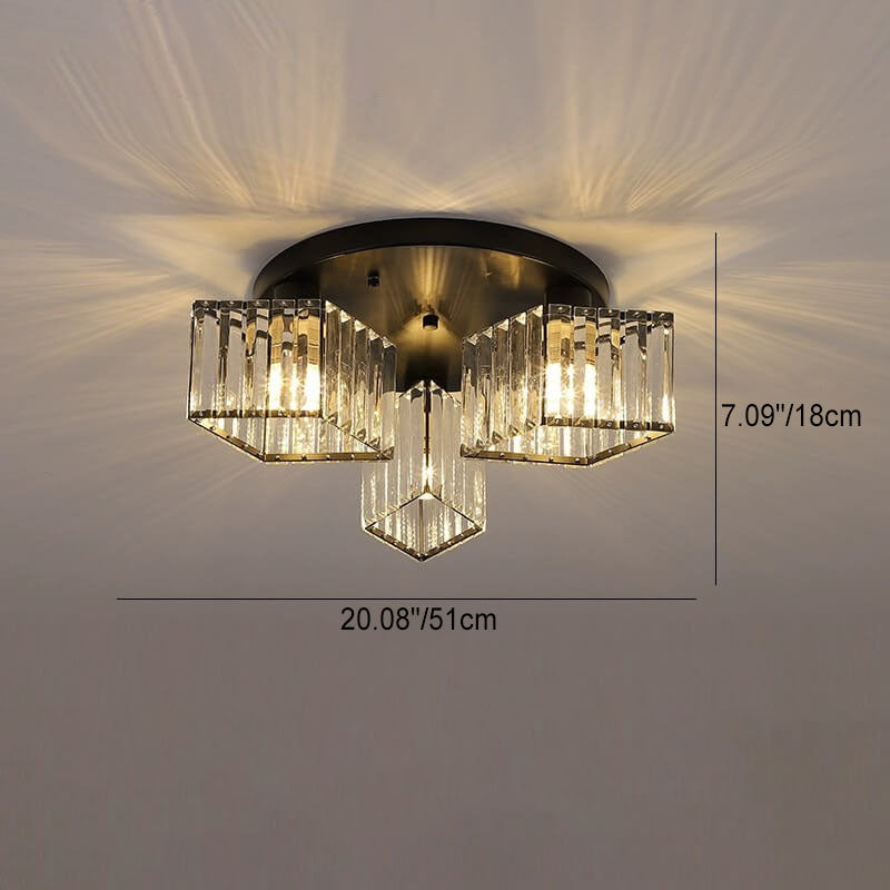 Modern Luxury Diamond Shaped Iron Crystal Semi-Flush Mount Ceiling Light - 3/4/5/6 Light Fixture