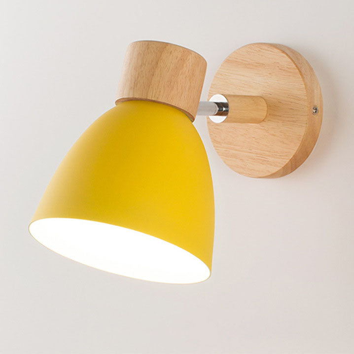Modern Minimalist Macaron Iron Wood Wall Sconce Lamp - 1 Light Home Decor