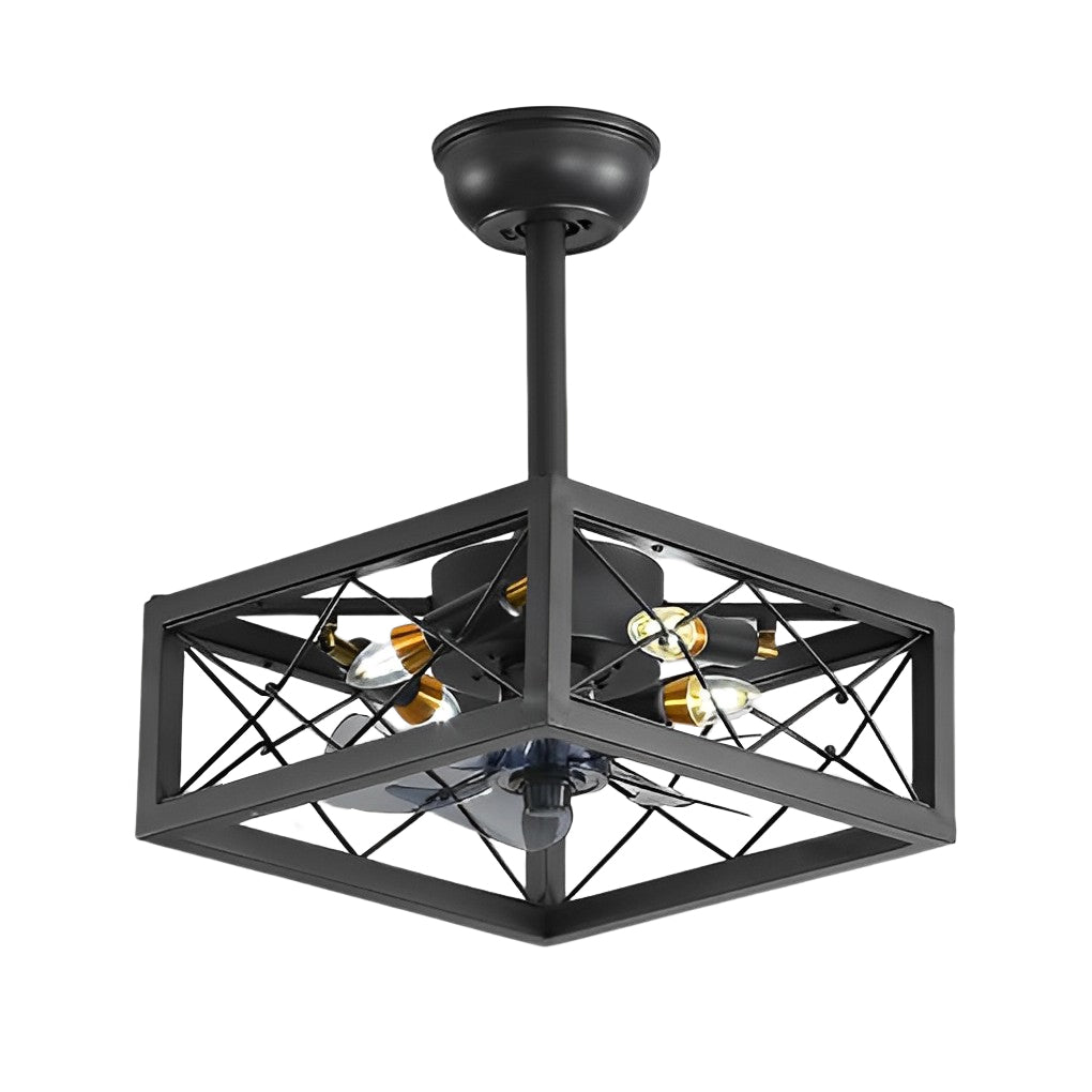 Retro Bladeless Ceiling Fan with Remote - Three Step Dimming LED Mute Design