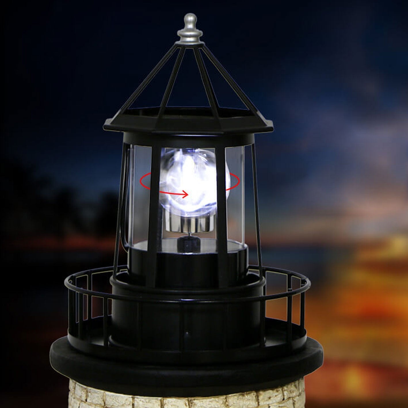 Solar Rotating Tower LED Garden Light - Creative Resin Landscape Decoration