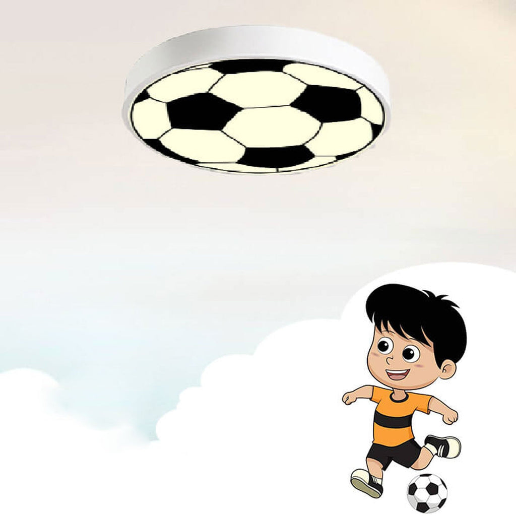 Cartoon Creative Round Football LED Kids Flush Mount Ceiling Light, Sports Room Decor, Children's Bedroom Lighting, Playroom Fixture, Modern Kids Ceiling Lamp, Fun Football Theme Light, Energy Efficient LED Illumination, Cute Kids Room Accessory