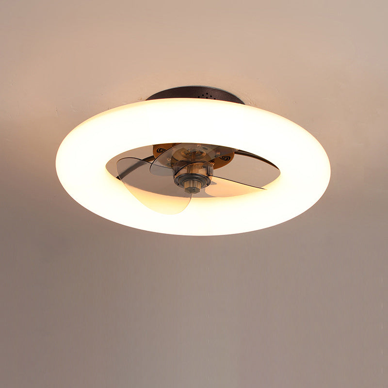 Modern Creative Circle LED Semi-Flush Mount Ceiling Fan Light - Stylish Home Lighting & Energy-Efficient Ceiling Fixture