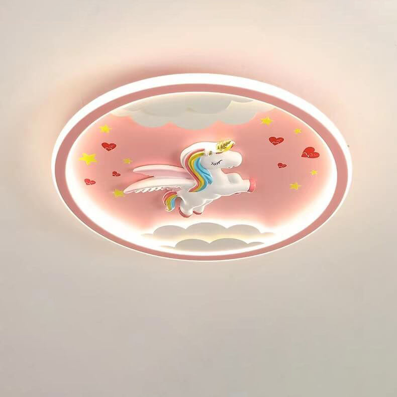 Modern Cartoon Resin Airplane Pegasus Acrylic Shade LED Kids Flush Mount Ceiling Light for Nursery Room Decor, Childrens Bedroom Lighting, Fun Playroom Fixtures, Colorful Kids Ceiling Lights, Kid-Friendly Home Lighting Solutions, Decorative Airplane Ceili