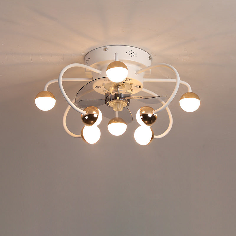 Nordic Creative Cage LED Semi-Flush Mount Ceiling Fan Light