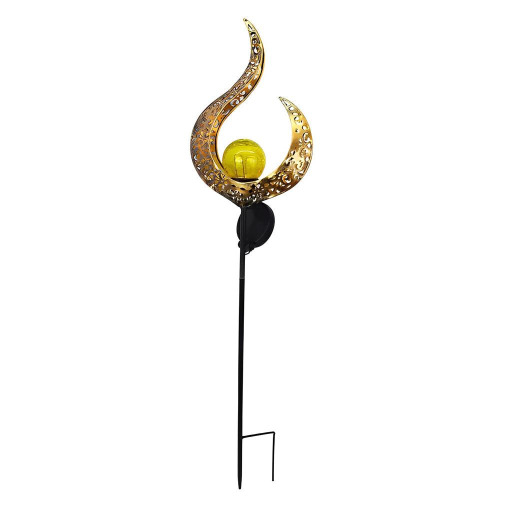 Mystical Moon & Sun Flame Iron Hollow Solar Garden Light