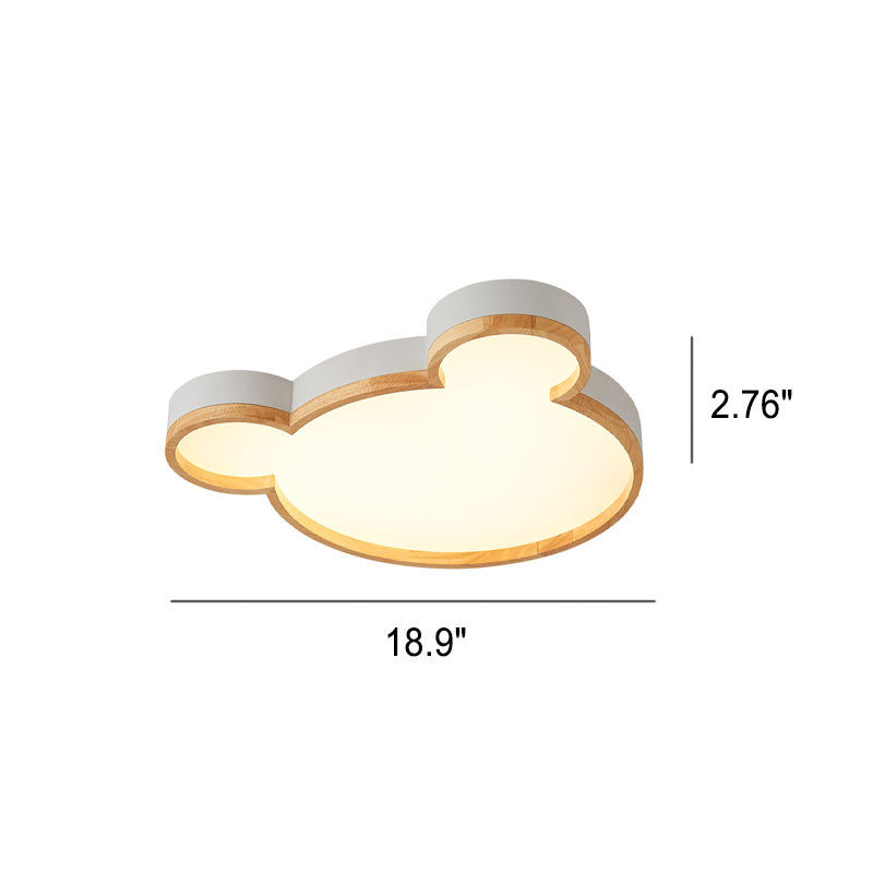 Nordic Wood Bear Shape LED Kids Flush Mount Ceiling Light | Cute Animal Nursery Lighting | Child Room Ceiling Fixture | Playful Bear Decor | Stylish Kids Bedroom Lighting | Soft Glow Illumination for Kids | Whimsical Flush Mount Light for Playroom | Eco-F