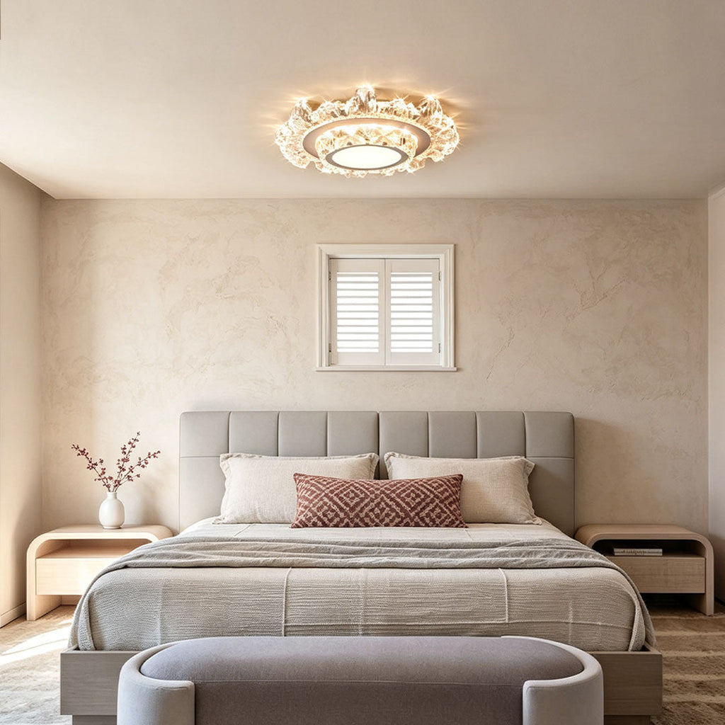 Modern White Flush Mount Crystal Ceiling Light