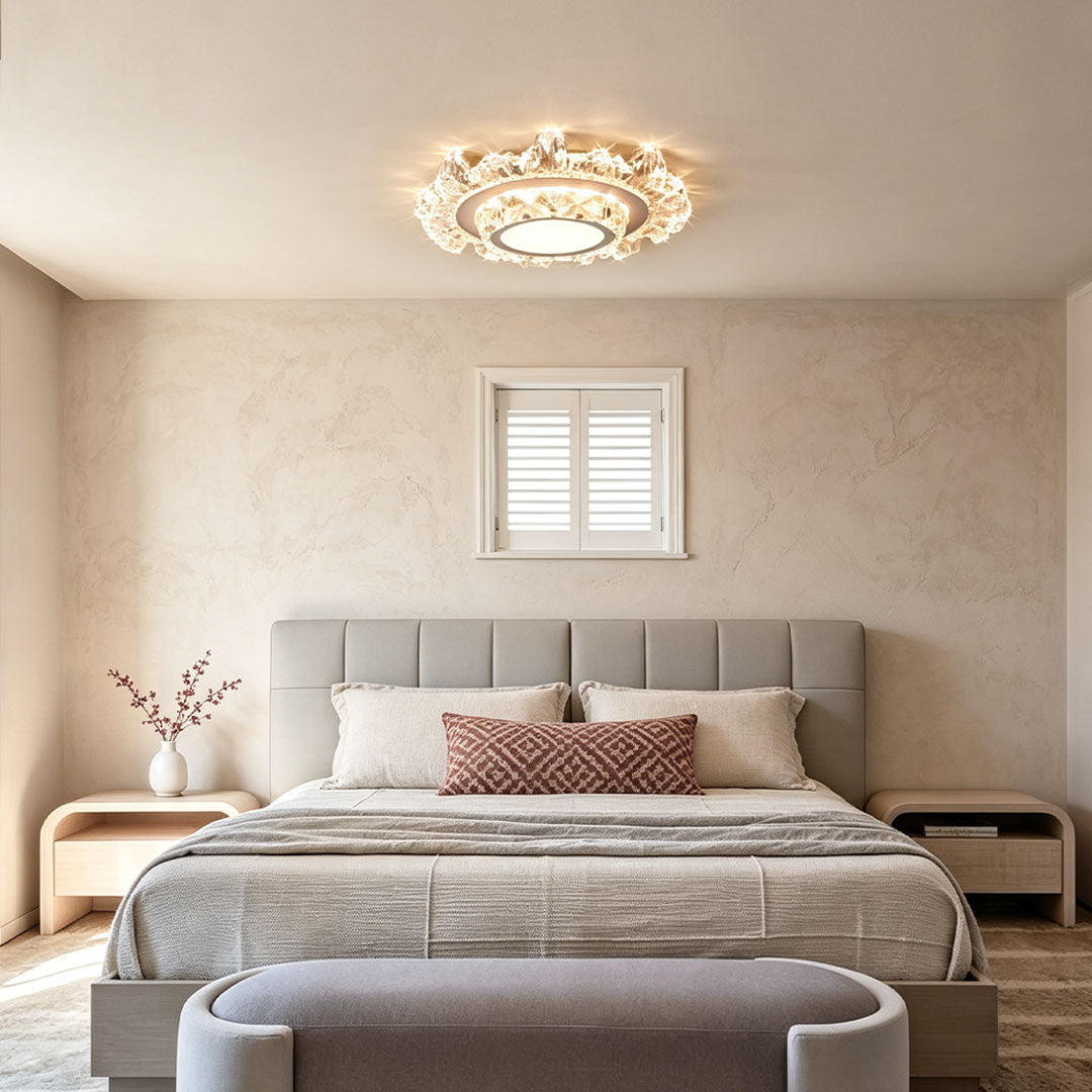 Modern White Flush Mount Crystal Ceiling Light
