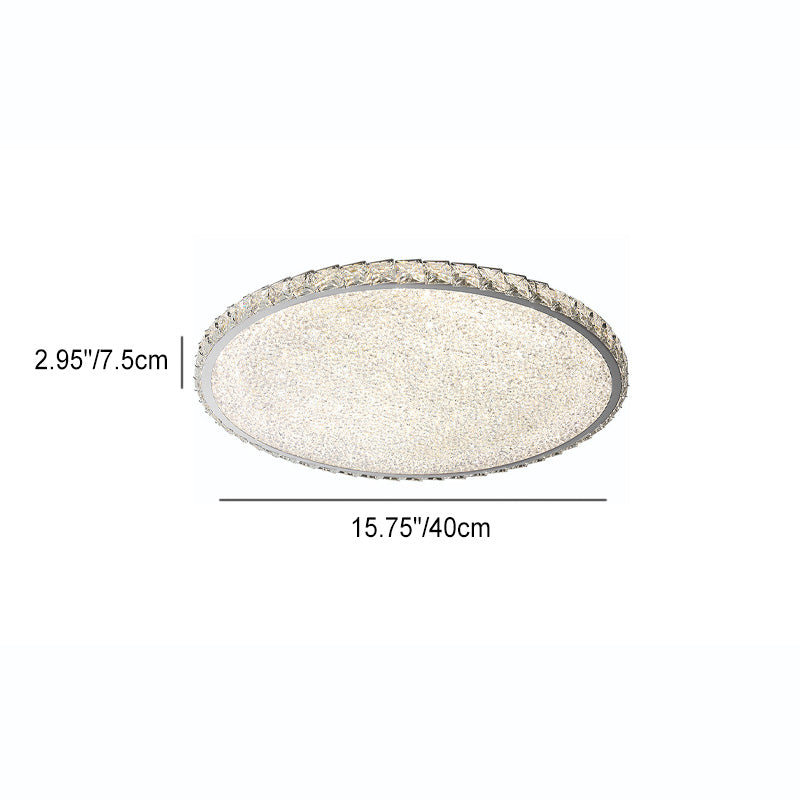 Modern Luxury LED Flush Mount Ceiling Light - Stainless Steel & Crystal Design for Living Room