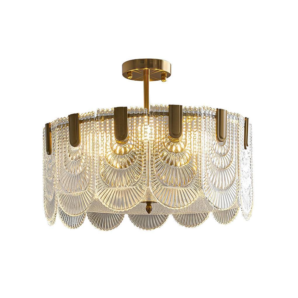 Round French Court Style Glass Three-Step Dimming Modern Chandelier