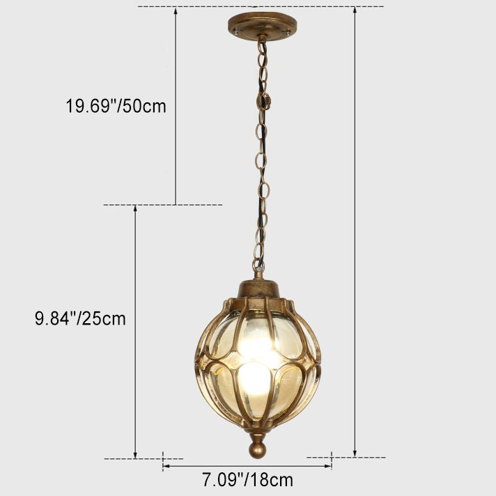 Traditional European Aluminum Iron Glass Pendant Light - Waterproof 1-Light Fixture for Outdoor Patio