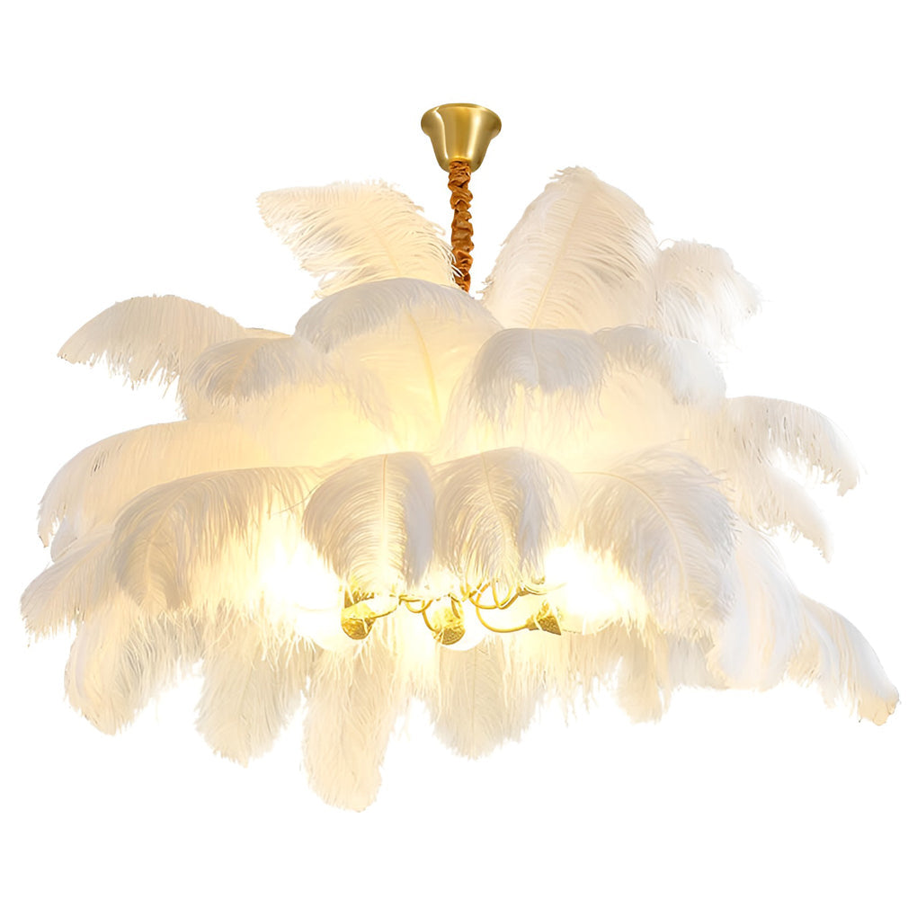 Feathers Copper Nordic Chandelier Flush Mount Ceiling Light