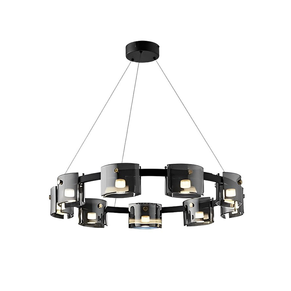 Circle Glass Stepless Dimming LED Chandelier - Nordic Design with Brightness Memory
