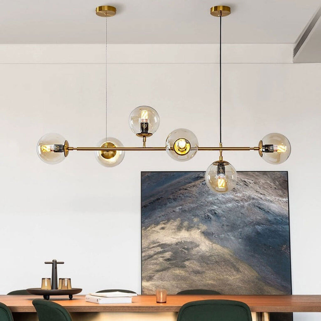Modern Minimalist Round Globe 6-Light Chandelier - Glass Island Light Fixture