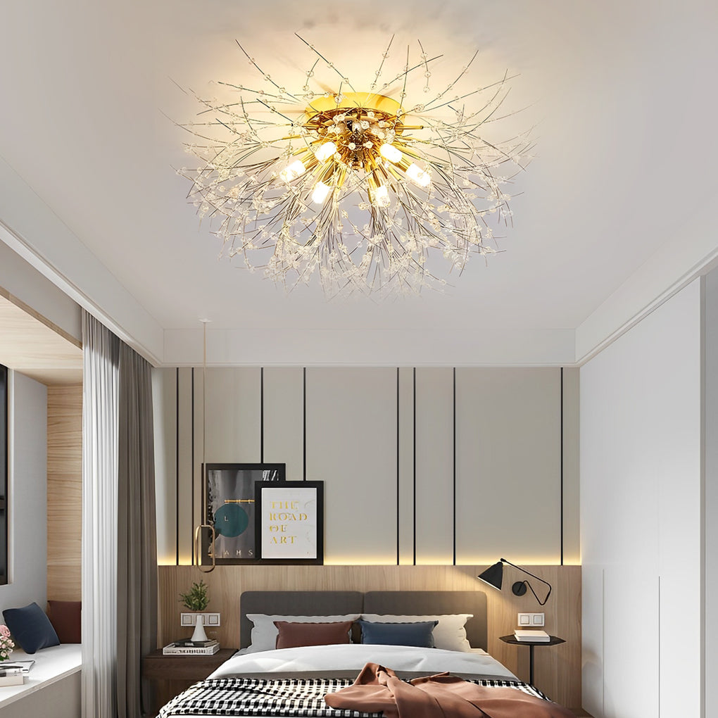 Classic Metal Crystal LED Flush Mount Ceiling Light
