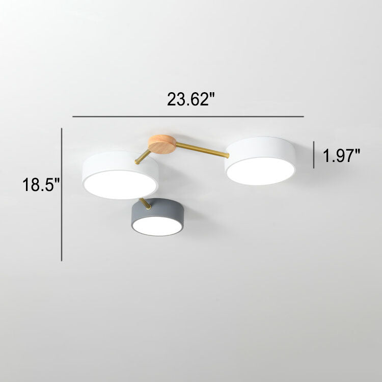 Scandinavian Minimalist Solid Wood Iron LED Flush Mount Light